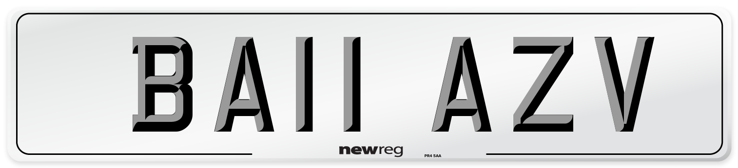 BA11 AZV Number Plate from New Reg